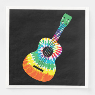 Fun Hippie Rainbow Tie Dye Acoustic Guitar Premium Napkin