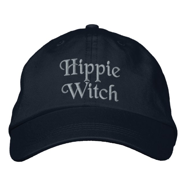 Fun Hippie Witch Quote Pink Black  Embroidered Hat (Front)