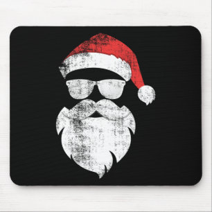 Fun Hipster Santa Face With Hat Beard and Glasses Mouse Mat