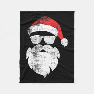 Fun Hipster Santa Face With Hat Beard And Gles Chr Fleece Blanket