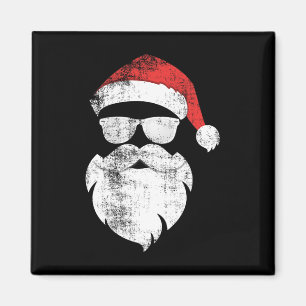 Fun Hipster Santa Face With Hat Beard And Gles Chr Magnet