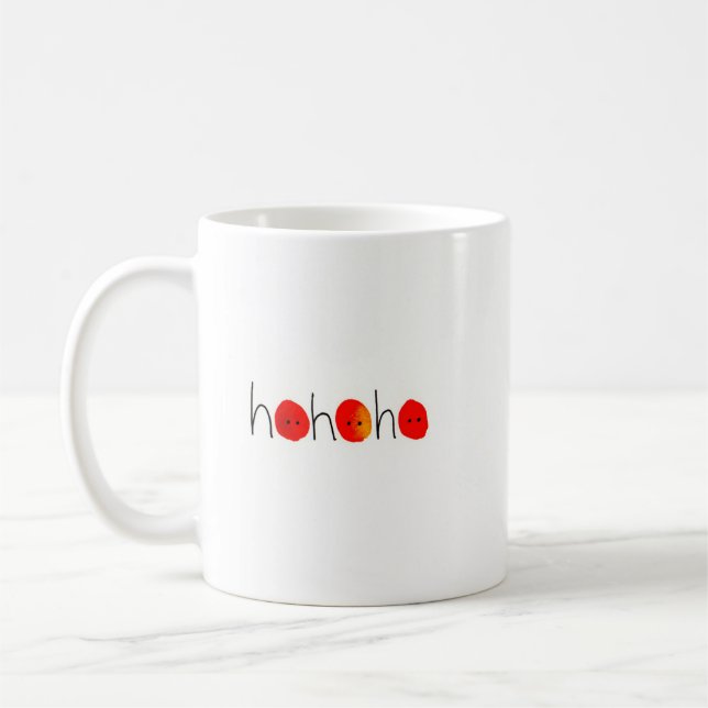 Fun Ho Ho Ho Red Nose Hand-painted Christmas Mug (Left)