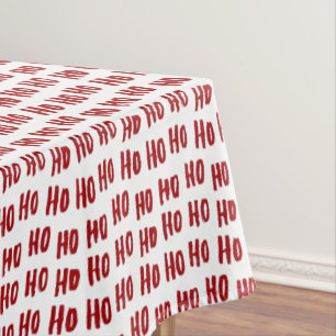 Fun Ho Ho Ho Text Red Holiday Pattern Christmas Tablecloth