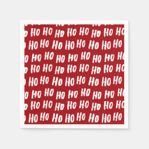 Fun Ho Ho Ho Text Red Holiday Pattern Christmas v2 Napkin