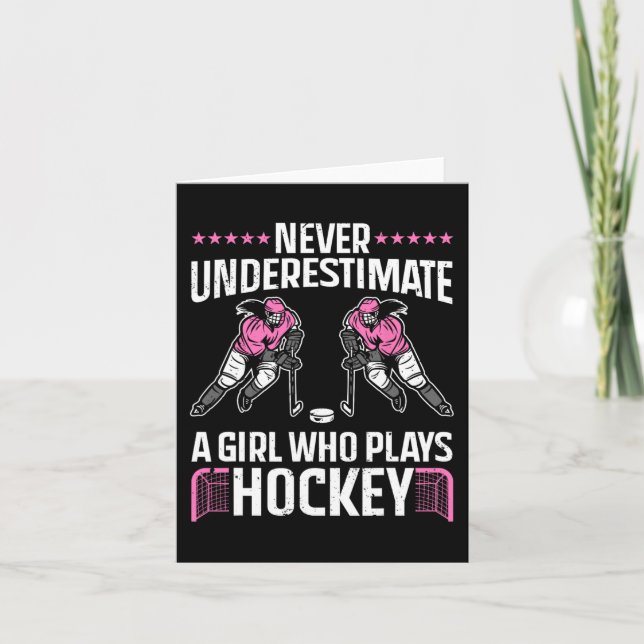Fun Hockey Art For Girls Women Field Hockey Player Card (Front)