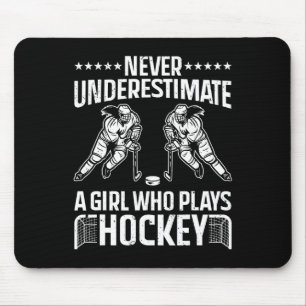 Fun Hockey Art For Girls Women Field Hockey Player Mouse Mat