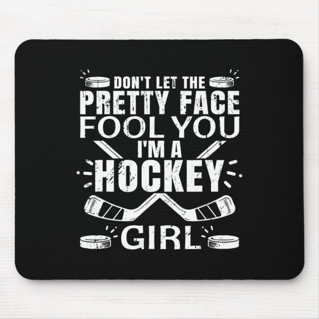 Fun Hockey Art For Women Girls Hockey Player Sport Mouse Mat (Front)