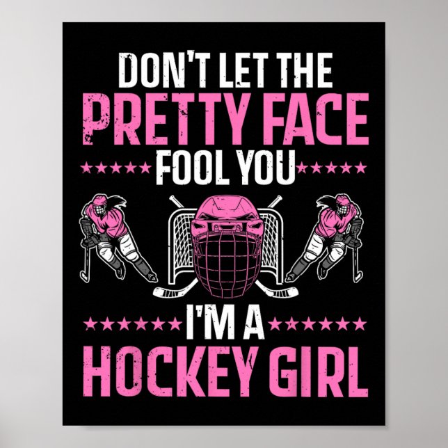 Fun Hockey Art For Women Girls Hockey Player Sport Poster (Front)
