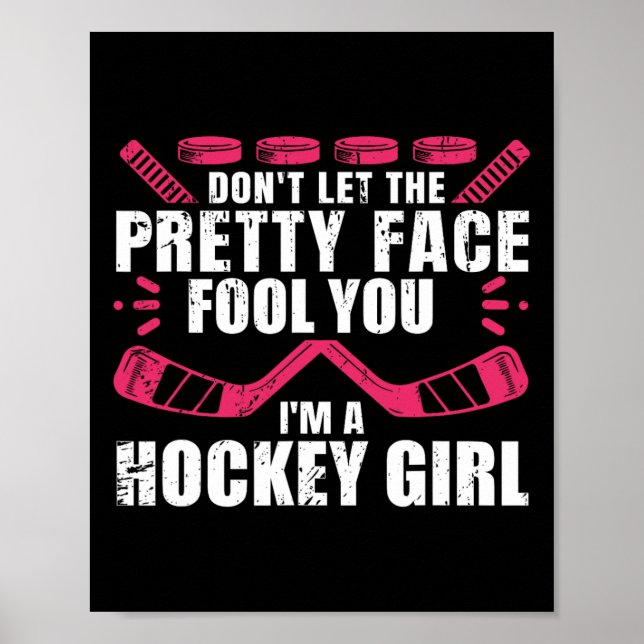 Fun Hockey Art For Women Girls Hockey Player Sport Poster (Front)