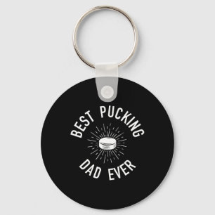Fun Hockey Dad Pun Gifts Best Pucking Dad Ever Key Ring