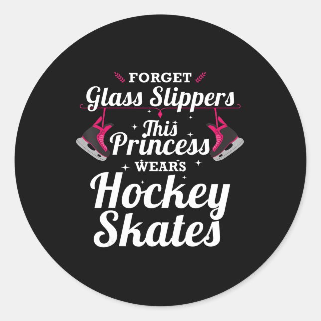 Fun Hockey Design For Girls Women Ice Hockey Playe Classic Round Sticker (Front)