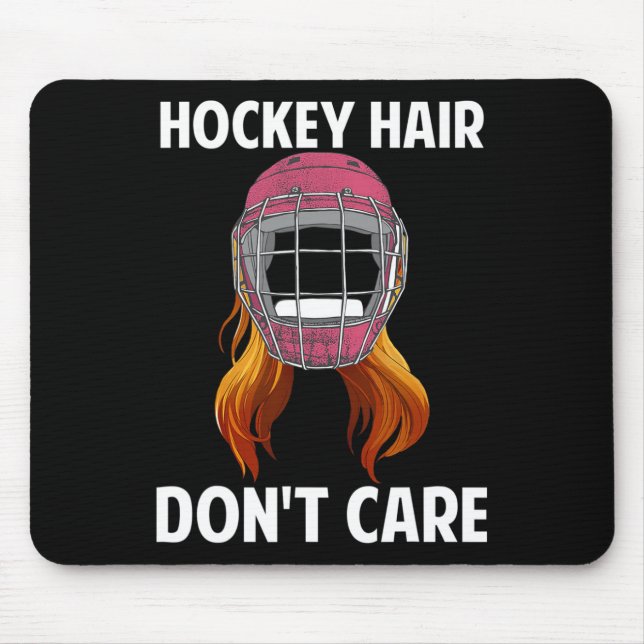 Fun Hockey Hair Don't Care Wintersports Female Hoc Mouse Mat (Front)
