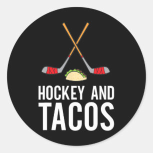 Fun Hockey Lover Hockey And Tacos Ice Hockey  Classic Round Sticker
