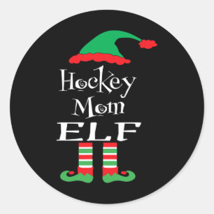 Fun Hockey Mum Elf  Xmas Family Match Women Men Te Classic Round Sticker