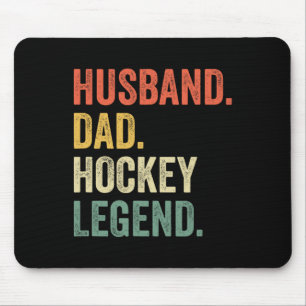 Fun Hockey Player Husband Dad Hockey Legend Vintag Mouse Mat