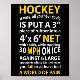 Fun Hockey Quote Hockey Is Easy Gift For Men Women Poster