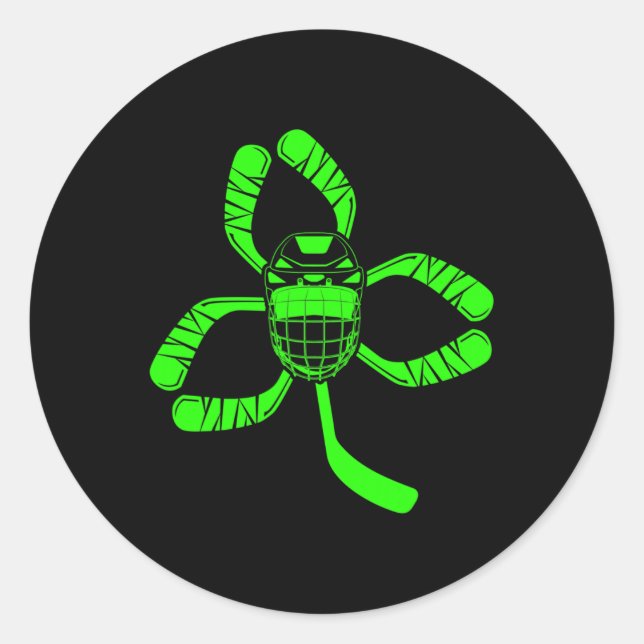 Fun Hockey Shamrock St Patrick Day Gifts For Men B Classic Round Sticker (Front)