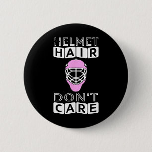 Fun Hockey  Women Pink Helmet Goalie Mask Gift Tee 6 Cm Round Badge