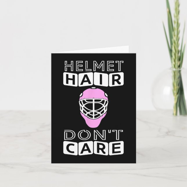 Fun Hockey  Women Pink Helmet Goalie Mask Gift Tee Card (Front)