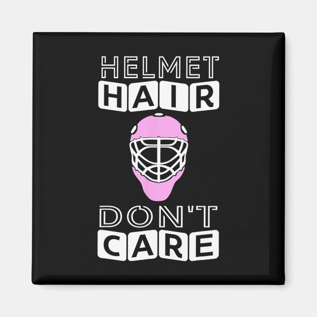 Fun Hockey  Women Pink Helmet Goalie Mask Gift Tee Magnet (Front)
