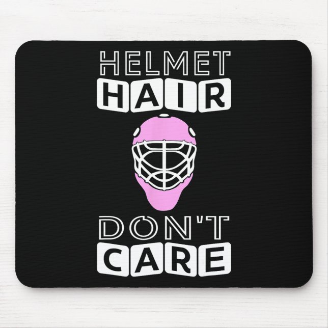 Fun Hockey  Women Pink Helmet Goalie Mask Gift Tee Mouse Mat (Front)