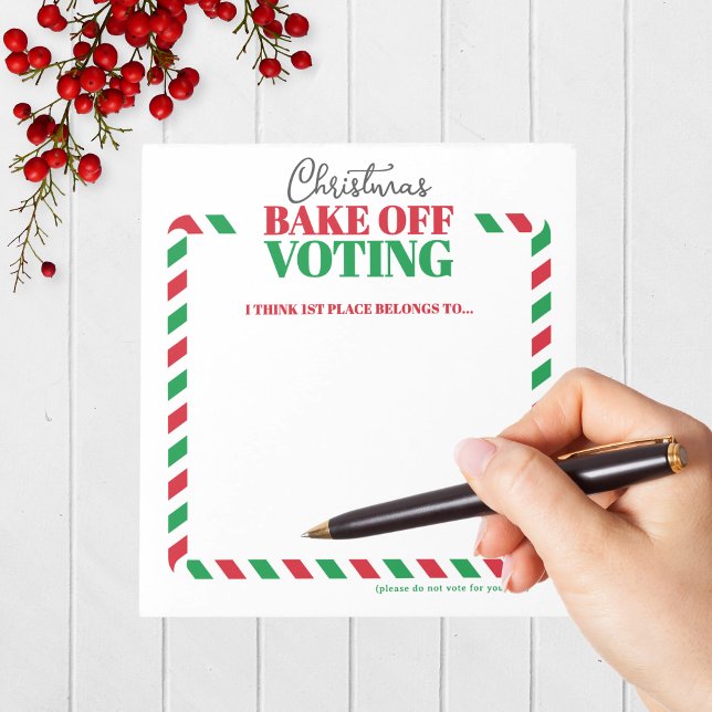 Fun Holiday Contest Voting Notepad Pack of 40 (Holiday Contest Voting Notepad Pack of 40 for Christmas Cookie, Ugly Sweater and Baking Competitions)