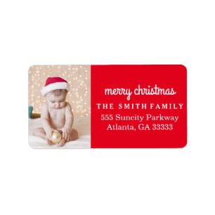 Fun Holiday Photo Red Christmas Label