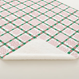 Fun Holiday song lyrics with red, white, green  Sherpa Blanket