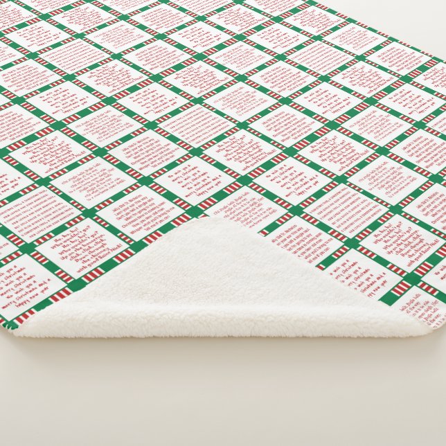 Fun Holiday song lyrics with red, white, green  Sherpa Blanket (3/4)