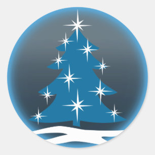 Fun Holiday Stickers Blue Christmas Tree  Stickers