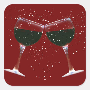Fun Holiday Wine Toasting Glasses Stickers