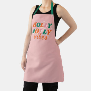 Fun Holly Jolly Vibes Christmas Design Apron