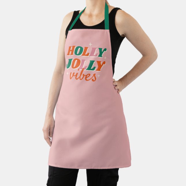 Fun Holly Jolly Vibes Christmas Design Apron (Insitu)