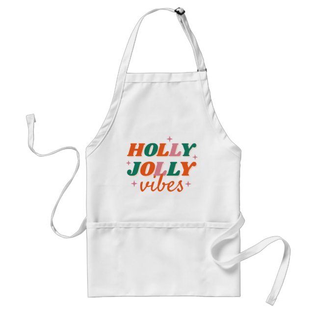 Fun Holly Jolly Vibes Christmas Design Standard Apron (Front)