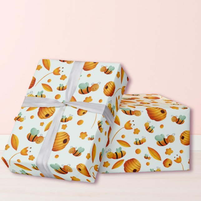Fun Honey Bee Baby Shower  Wrapping Paper (Creator Uploaded)