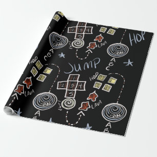 Fun Hopscotch Educational Kids Chalk Pattern Wrapping Paper