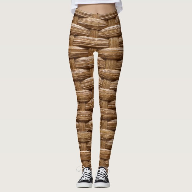Fun Horizontal Wicker Basket Weave Leggings (Front)