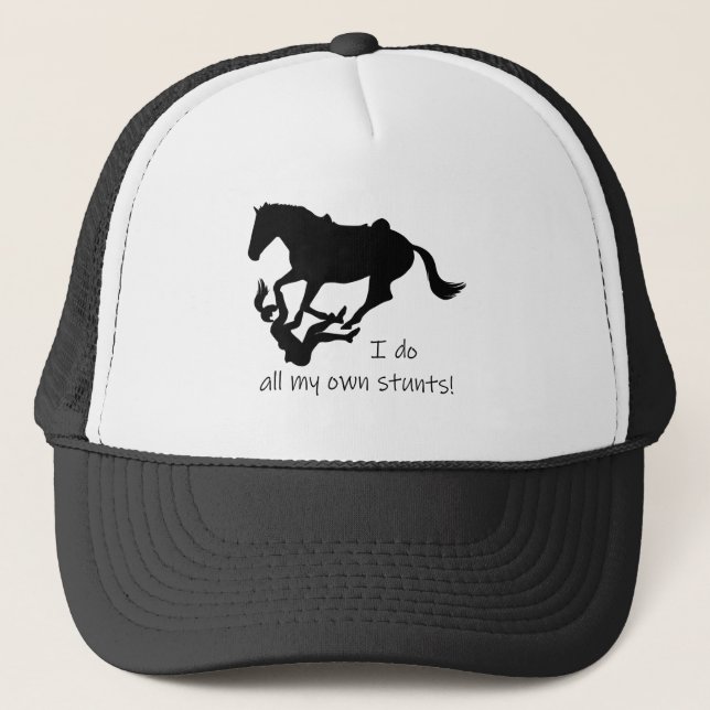 Fun Horse Back Riding Quote Falling Off Trucker Hat (Front)