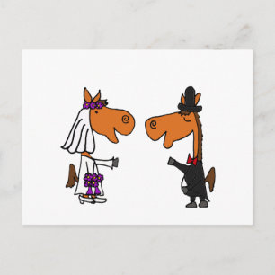 Fun Horse Bride and Groom Wedding Design Postcard