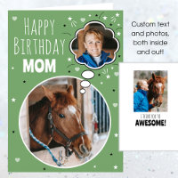 Fun Horse Mum Birthday Thought Bubble Photo Green
