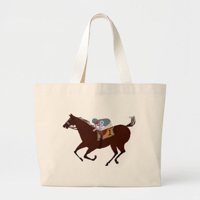 Fun Horse Racing Design Large Tote Bag (Front)