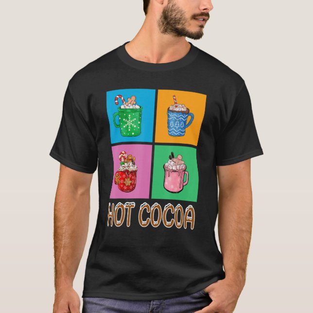 Fun Hot Cocoa Holiday Graphic Design T-Shirt (Front)