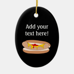 Fun Hot Dog Graphic for Personalised Ceramic Tree Decoration