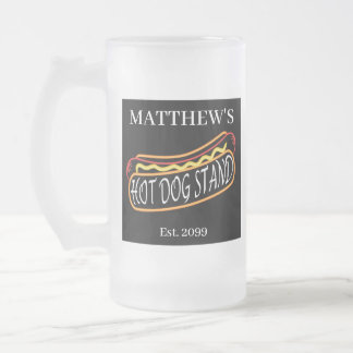 Fun Hot Dog Stand Drinkware Soda Tumblers Glasses Frosted Glass Beer Mug