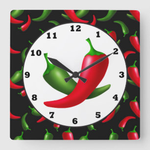 Fun Hot peppers kitchen wall clock