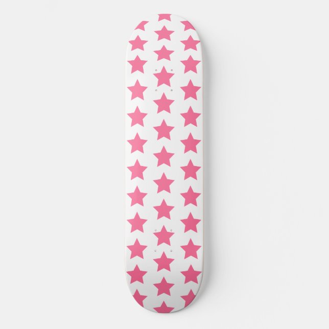 Fun Hot Pink Stars Pattern - Girls' Skateboard (Front)