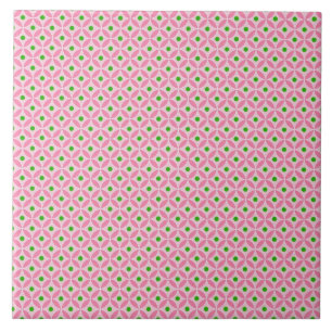 Fun Hot Pink Teal and Soft Pink Diamond Pattern Tile