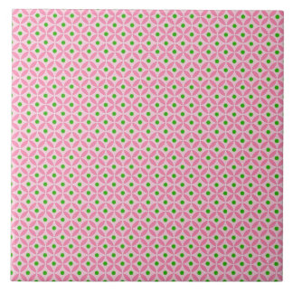 Fun Hot Pink Teal and Soft Pink Diamond Pattern Tile