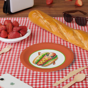 Fun hotdog lovers party paper plate