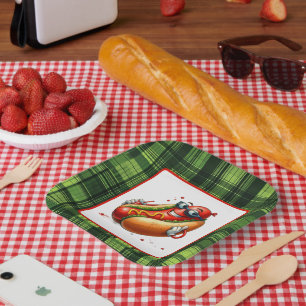 Fun hotdog lovers party paper plate